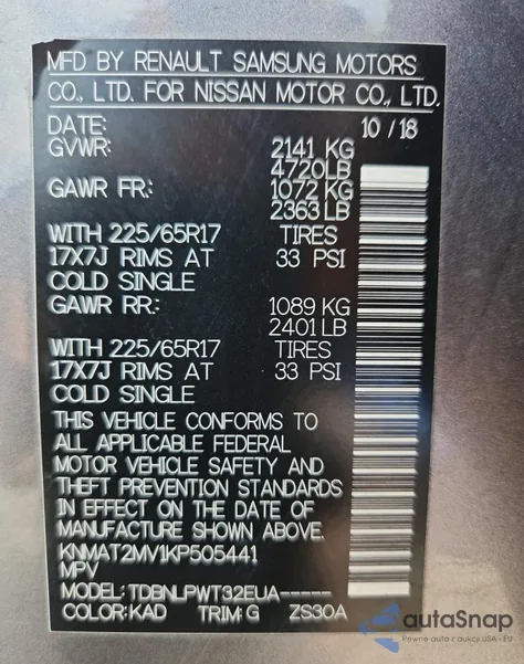 2019 Nissan Rogue S from USA, damaged, VIN KNMAT2MV1KP505441